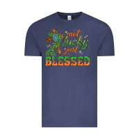 Vintage Denim Not lucky just Blessed with Cross St. Patricks day Vintage Tee - HowdyJamesFarm