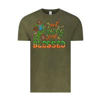 Vintage Olive Not lucky just Blessed with Cross St. Patricks day Vintage Tee - HowdyJamesFarm