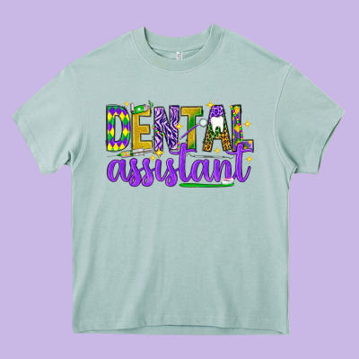 Mardi Gras Dental Assistant Heavy Core Tee Designed By Nancycooperartshop