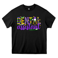 Black Mardi Gras Dental Assistant Heavy Core Tee - NancyCooperArtShop