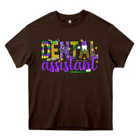 Chocolate Brown Mardi Gras Dental Assistant Heavy Core Tee - NancyCooperArtShop