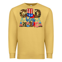 Antique Gold god bless america Premium Sweatshirt - AdoDesignShop