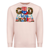 Pale Pink god bless america Premium Sweatshirt - AdoDesignShop