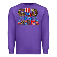 Purple god bless america Premium Sweatshirt - AdoDesignShop