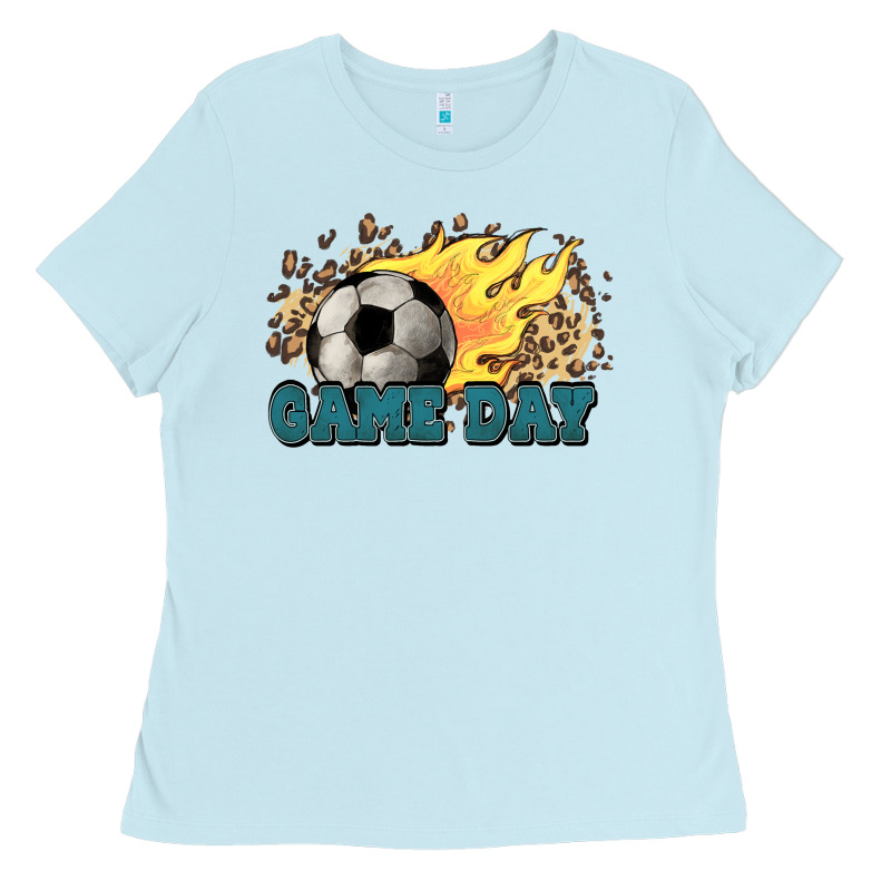 Game Day Soccer Leopard Flames Fireball Ladies Tee by HowdyJamesFarm | Teevron