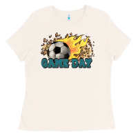 Bone Game day Soccer leopard flames fireball Ladies Tee - HowdyJamesFarm