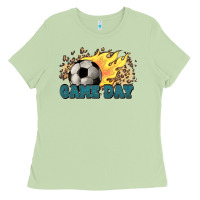 Matcha Game day Soccer leopard flames fireball Ladies Tee - HowdyJamesFarm