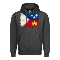 Charcoal Heather louisiana flag background Zipper Hoodie - BarkalooDesign