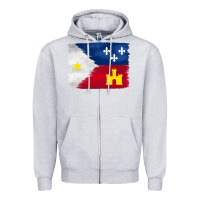 Heather Grey louisiana flag background Zipper Hoodie - BarkalooDesign