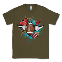 Army Green Football ball leopard glitter Classic Tee - HowdyJamesFarm