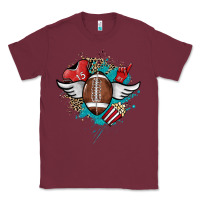 Burgundy Football ball leopard glitter Classic Tee - HowdyJamesFarm
