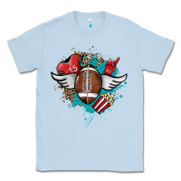 Dusty Blue Football ball leopard glitter Classic Tee - HowdyJamesFarm
