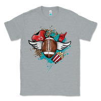 Heather Grey Football ball leopard glitter Classic Tee - HowdyJamesFarm