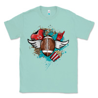 Seafoam Football ball leopard glitter Classic Tee - HowdyJamesFarm
