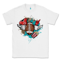 White Football ball leopard glitter Classic Tee - HowdyJamesFarm