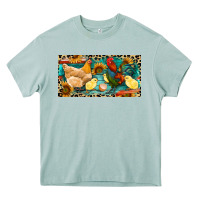 Arona Chicken rooster and chicks with leopard Heavy Core Tee - RanaPortraitStore