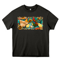 Asphalt Chicken rooster and chicks with leopard Heavy Core Tee - RanaPortraitStore