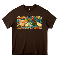Chocolate Brown Chicken rooster and chicks with leopard Heavy Core Tee - RanaPortraitStore