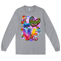 Heather Grey Love pride Long Sleeve Tee - FaDigitalArtStudio