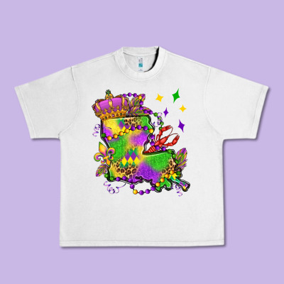 Louisiana Map Mardi Gras Olivia Urban Heavy Tee Designed By Oliviacreatesart