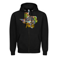 Black texas map armadillo Zipper Hoodie - BarkalooDesign