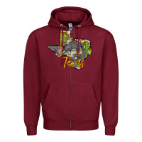 Burgundy texas map armadillo Zipper Hoodie - BarkalooDesign
