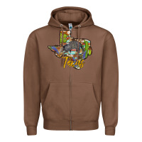 Chestnut texas map armadillo Zipper Hoodie - BarkalooDesign