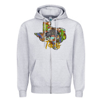 Heather Grey texas map armadillo Zipper Hoodie - BarkalooDesign