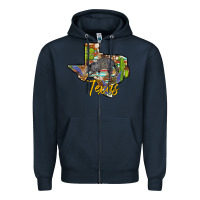 Navy texas map armadillo Zipper Hoodie - BarkalooDesign