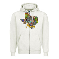 Oatmeal Heather texas map armadillo Zipper Hoodie - BarkalooDesign