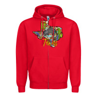 Red texas map armadillo Zipper Hoodie - BarkalooDesign