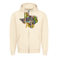 Sandshell texas map armadillo Zipper Hoodie - BarkalooDesign