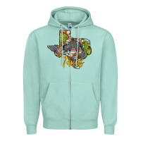 Seafoam texas map armadillo Zipper Hoodie - BarkalooDesign