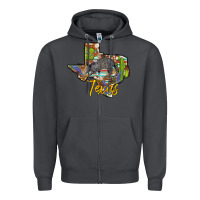 Smoke texas map armadillo Zipper Hoodie - BarkalooDesign