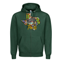 Sports Green texas map armadillo Zipper Hoodie - BarkalooDesign