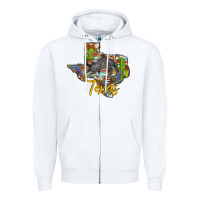 White texas map armadillo Zipper Hoodie - BarkalooDesign