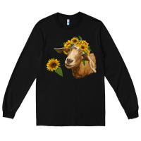 Black goat with sunflower Long Sleeve Tee - RanaPortraitStore