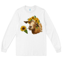 White goat with sunflower Long Sleeve Tee - RanaPortraitStore