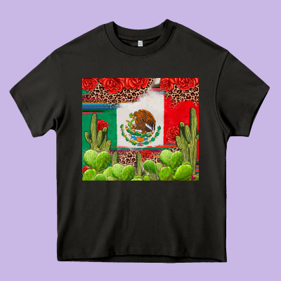 Mexican Flag Heavy Core Tee Designed By Texasbilliewilder