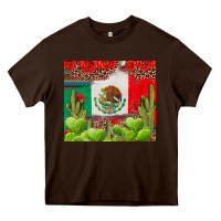 Chocolate Brown Mexican Flag Heavy Core Tee - texasbilliewilder
