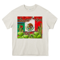 Cream Mexican Flag Heavy Core Tee - texasbilliewilder
