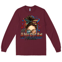 Burgundy All American nana messy bun Long Sleeve Tee - FaDigitalArtStudio