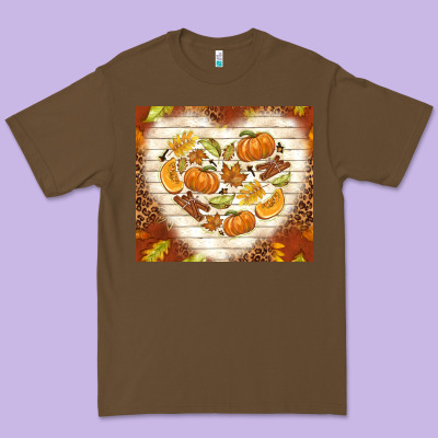 Fall Heart With Leopard Premium Tee Designed By Tumblerdesignbyshophia