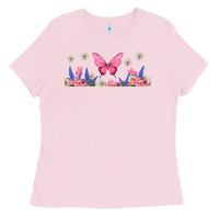 Bubblegum Pink butterflies and flowers Ladies Tee - TumblerDesignByShophia