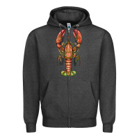 Charcoal Heather lobster Zipper Hoodie - BarkalooDesign