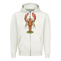 Oatmeal Heather lobster Zipper Hoodie - BarkalooDesign