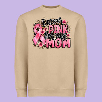 I Wear Pink For My Mom Heavyweight Sweatshirt Designed By Barkaloodesign