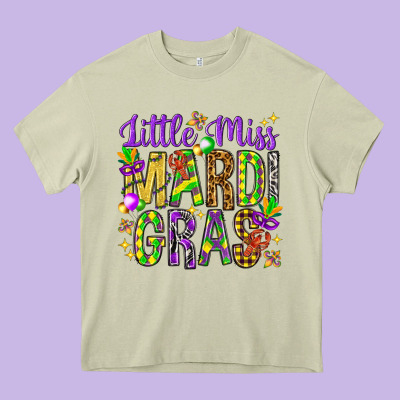 Little Miss Mardi Gras Heavy Core Tee Designed By Nancycooperartshop