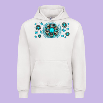 Turquoise Gemstone Sunflower Urban Hoodie Designed By Jahusdesignshop