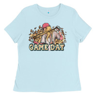 Baby Blue game day baseball leopard Ladies Tee - HowdyJamesFarm